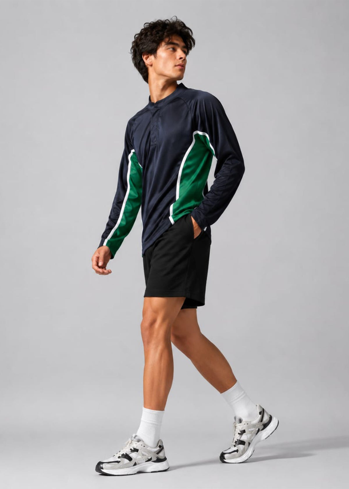 Falcon Men’s Long Sleeve Rugby Top Black & Green 732