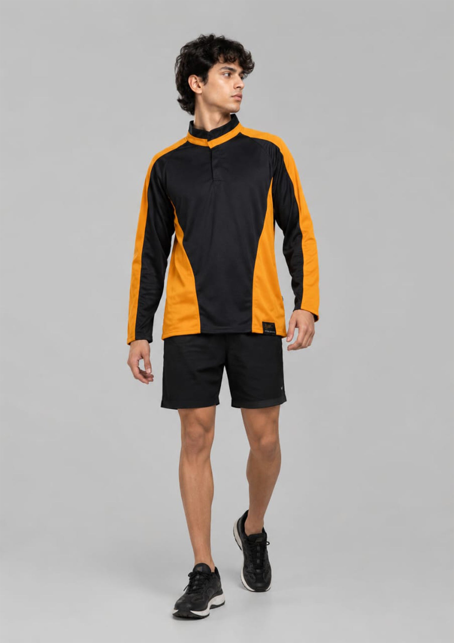 Falcon Men’s Long Sleeve Rugby Top Black & Orange 735