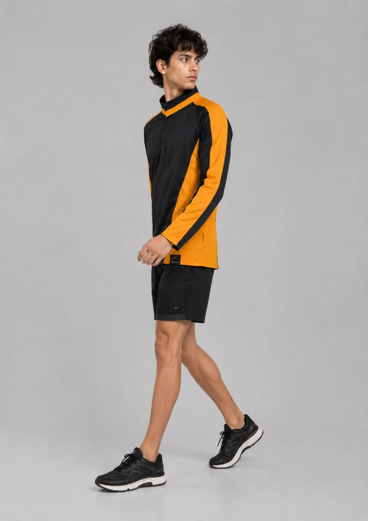 Falcon Men’s Long Sleeve Rugby Top Black & Orange 735