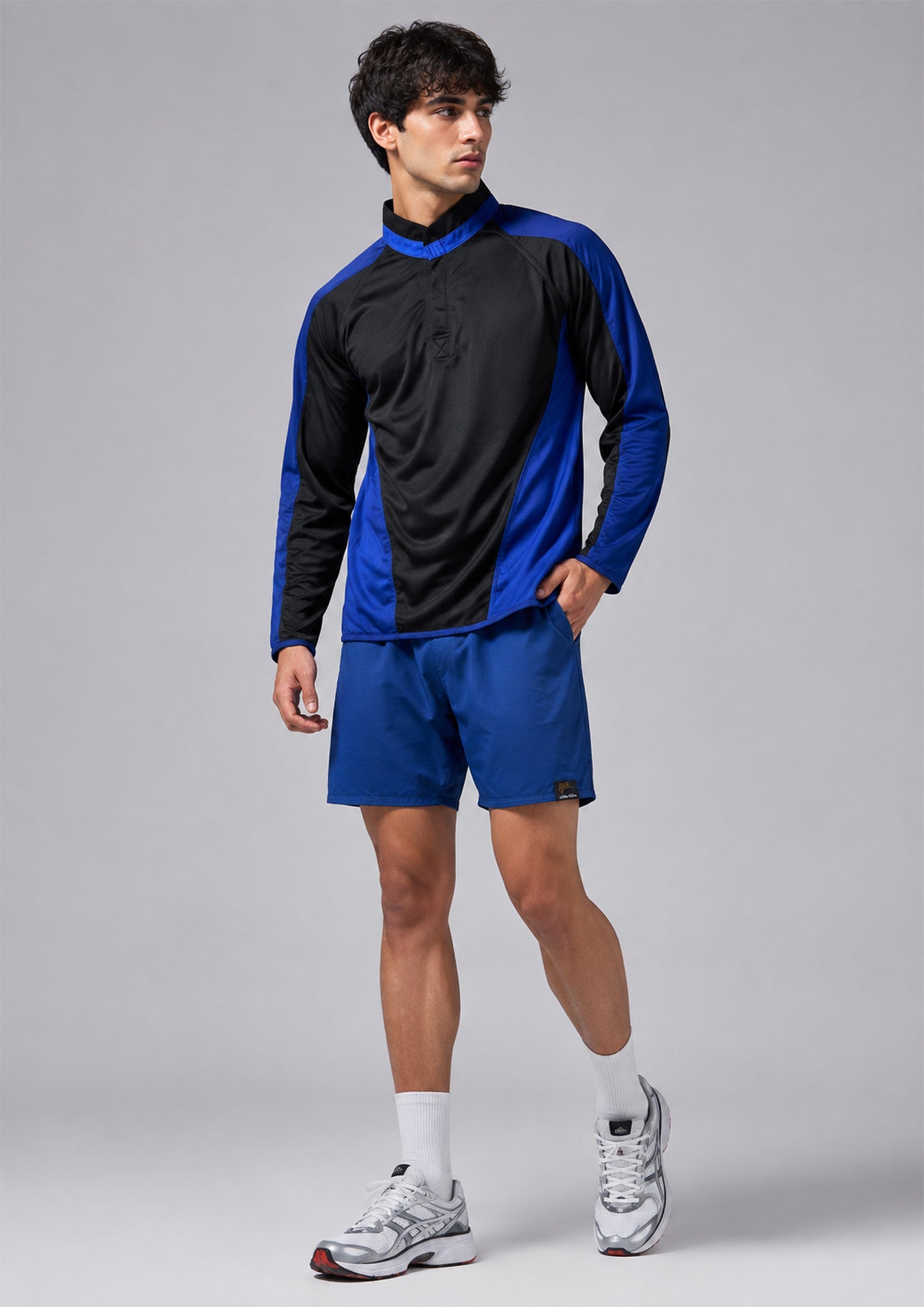 Falcon Men’s Long Sleeve Rugby Top Black & Royal 734