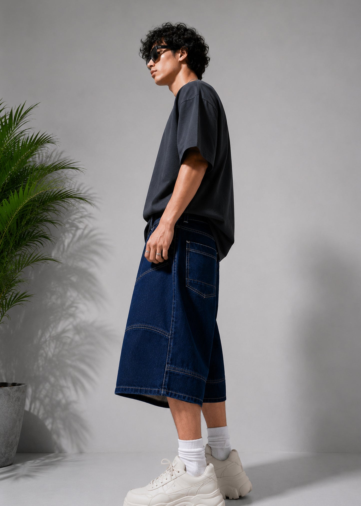 H&M Men Baggy Short Blue US 536
