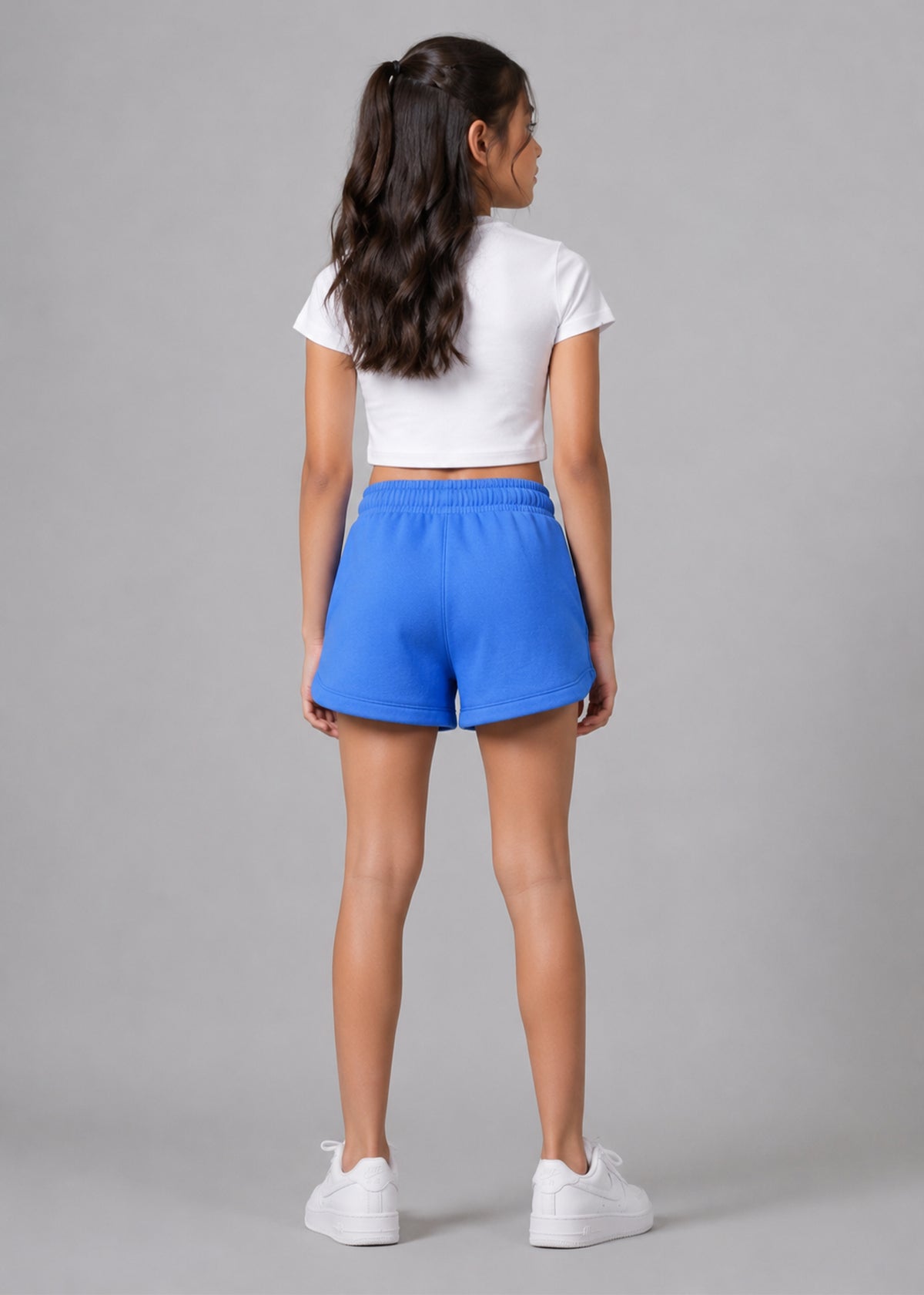 Fashion Nova Girls Ribbed Waistband Sweat Shorts Blue 726