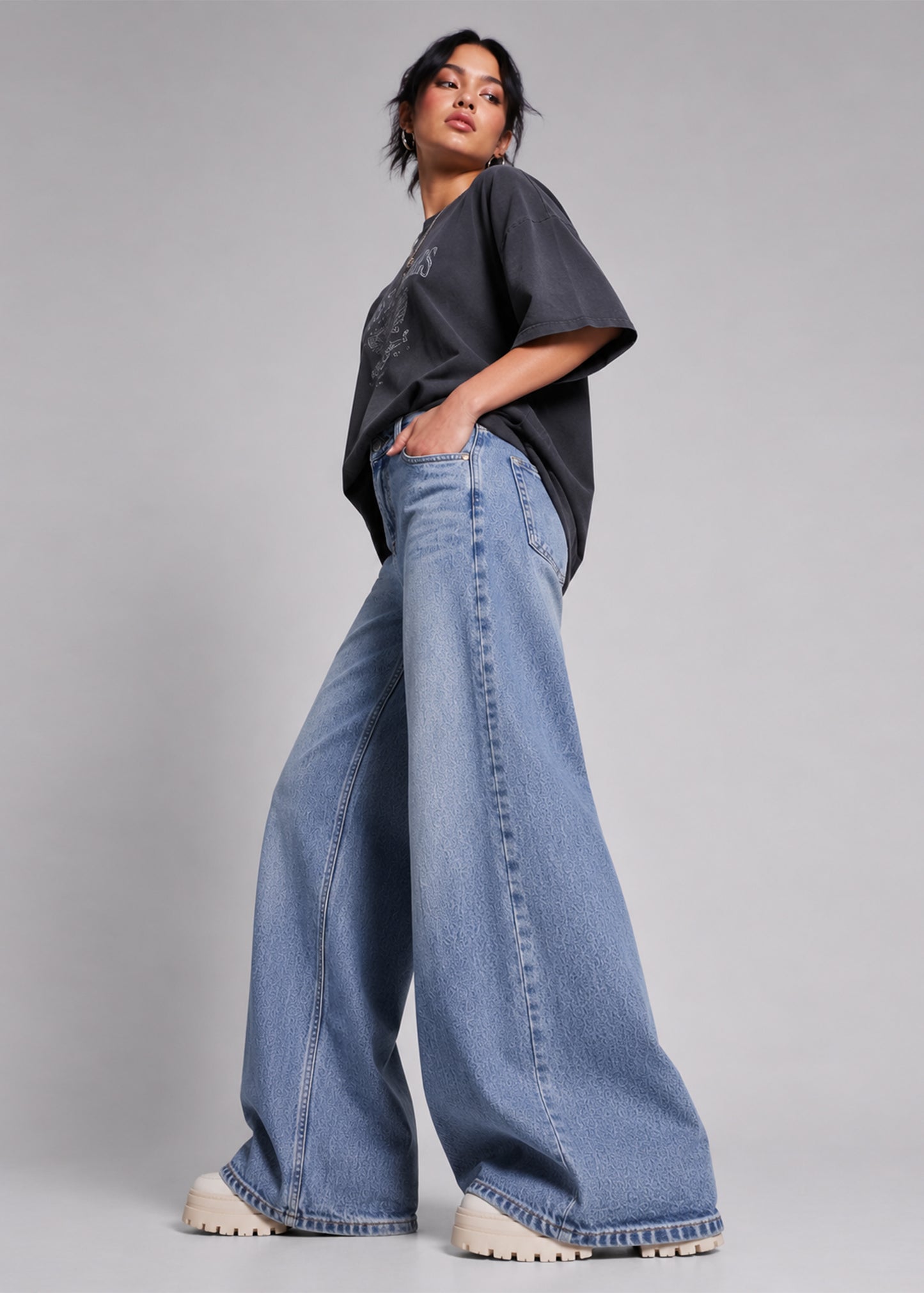 H&M Women Wide Leg Jeans Blue US 538