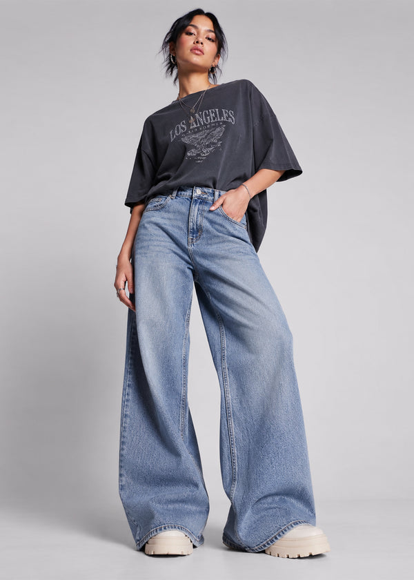 H&M Women Wide Leg Jeans Blue US 538
