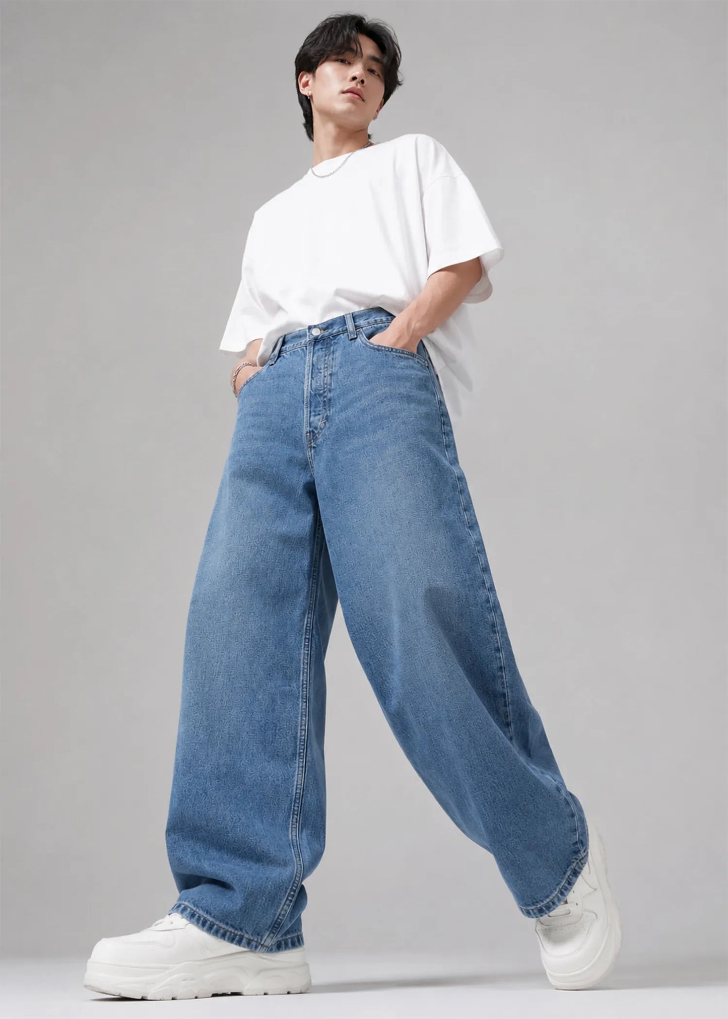 H&M Men's Minor Fault Wide Leg Jeans Blue US 601