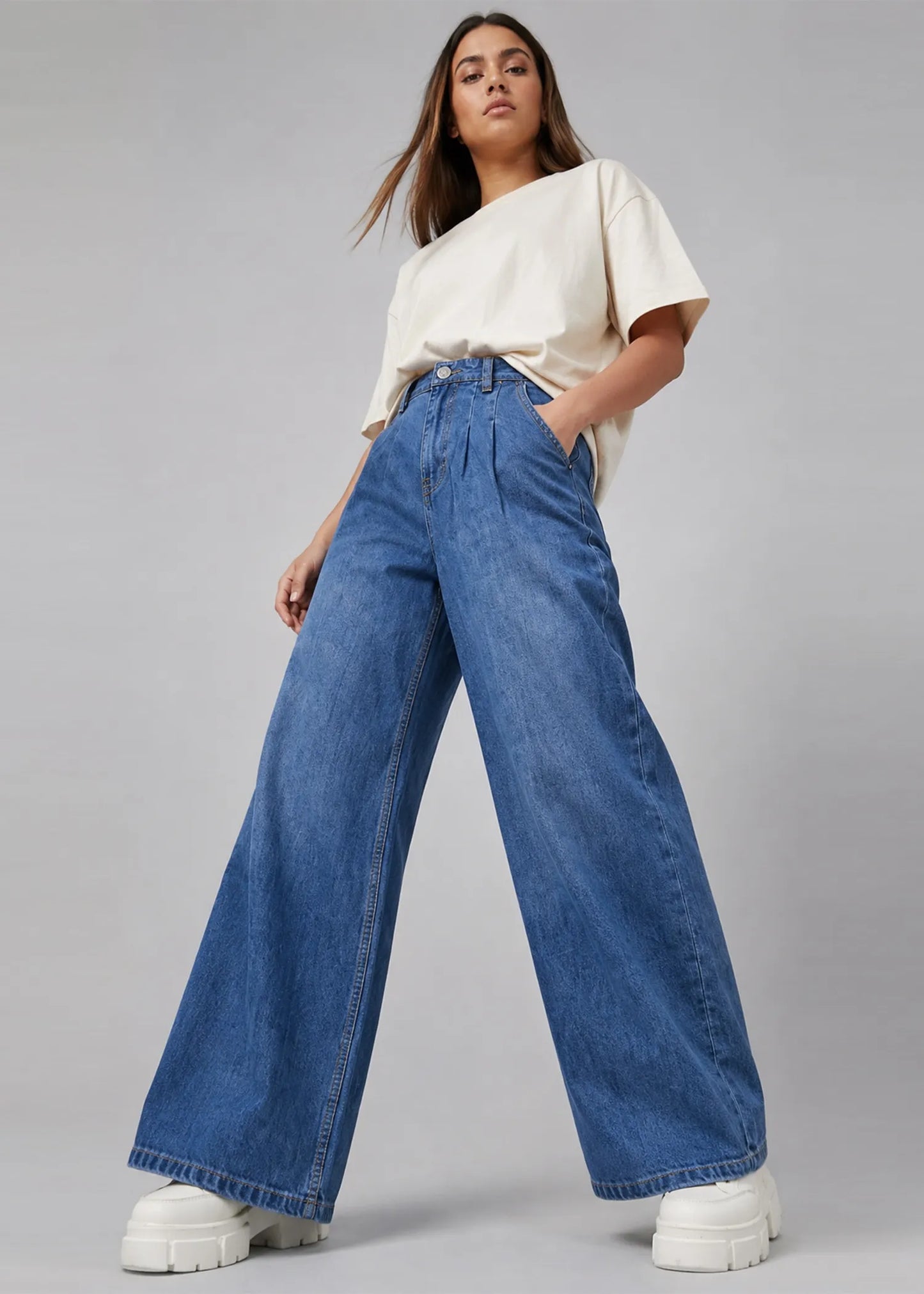 George Women Wide Leg Jeans Blue US 620
