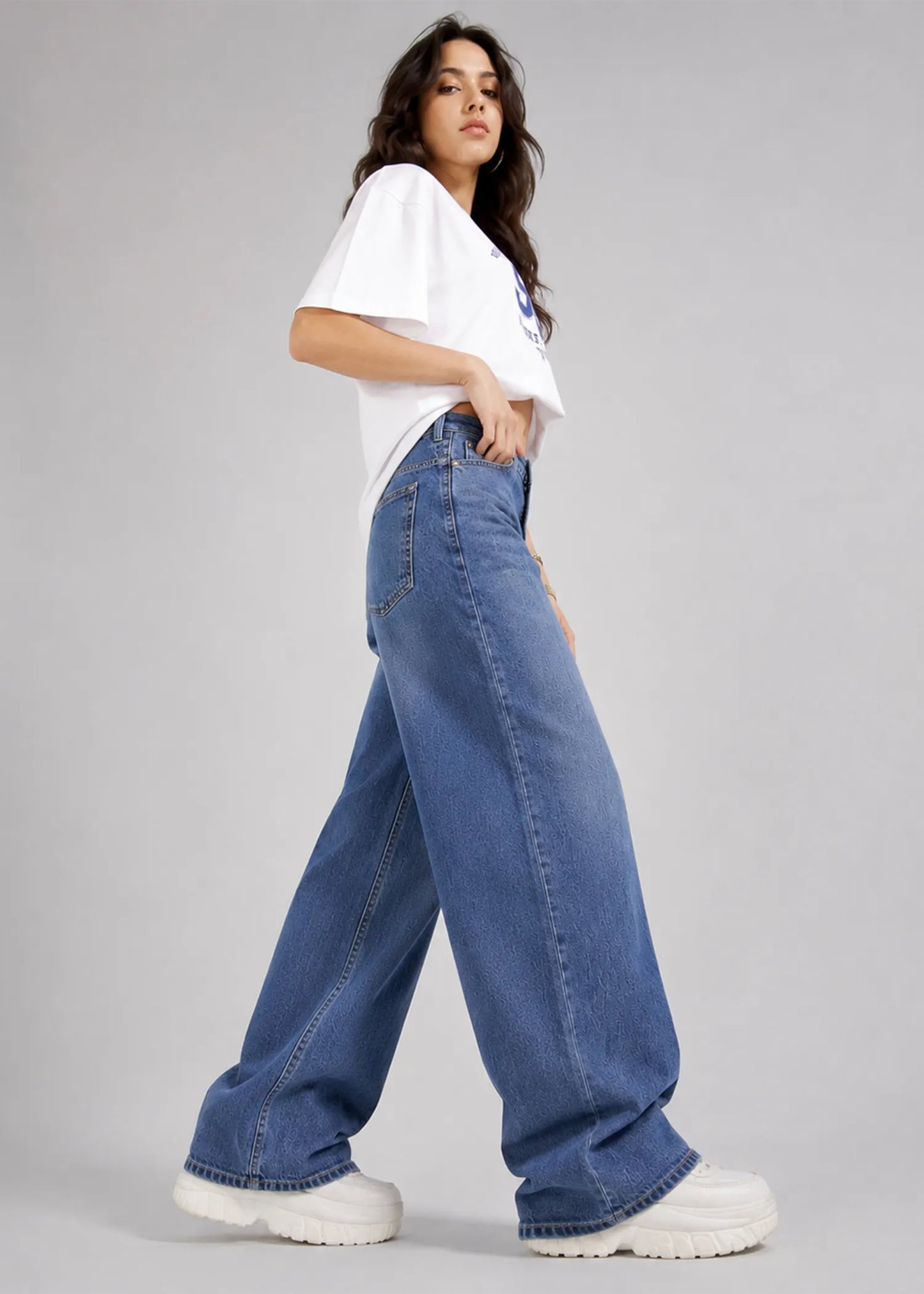 H&M Women Wide Leg Jeans Blue US 621
