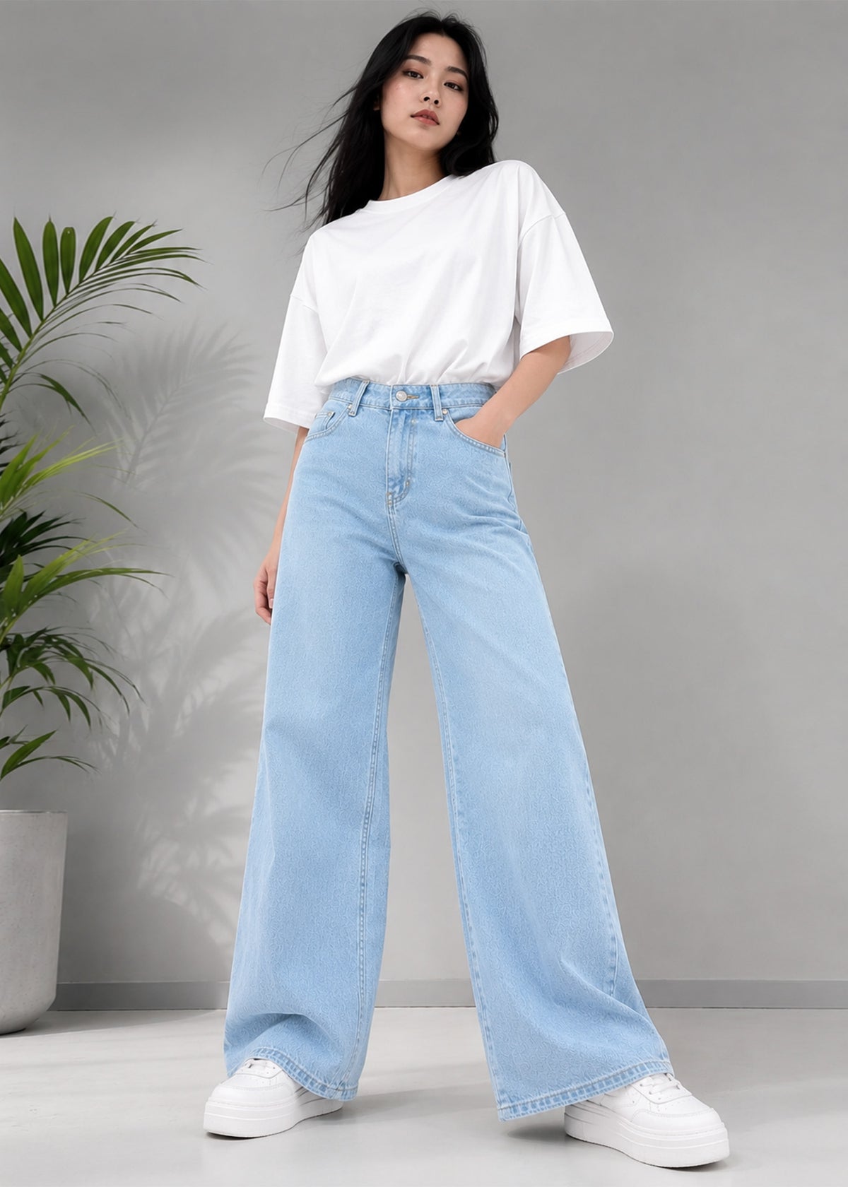 F&F Women Wide Leg Jeans Blue US 643