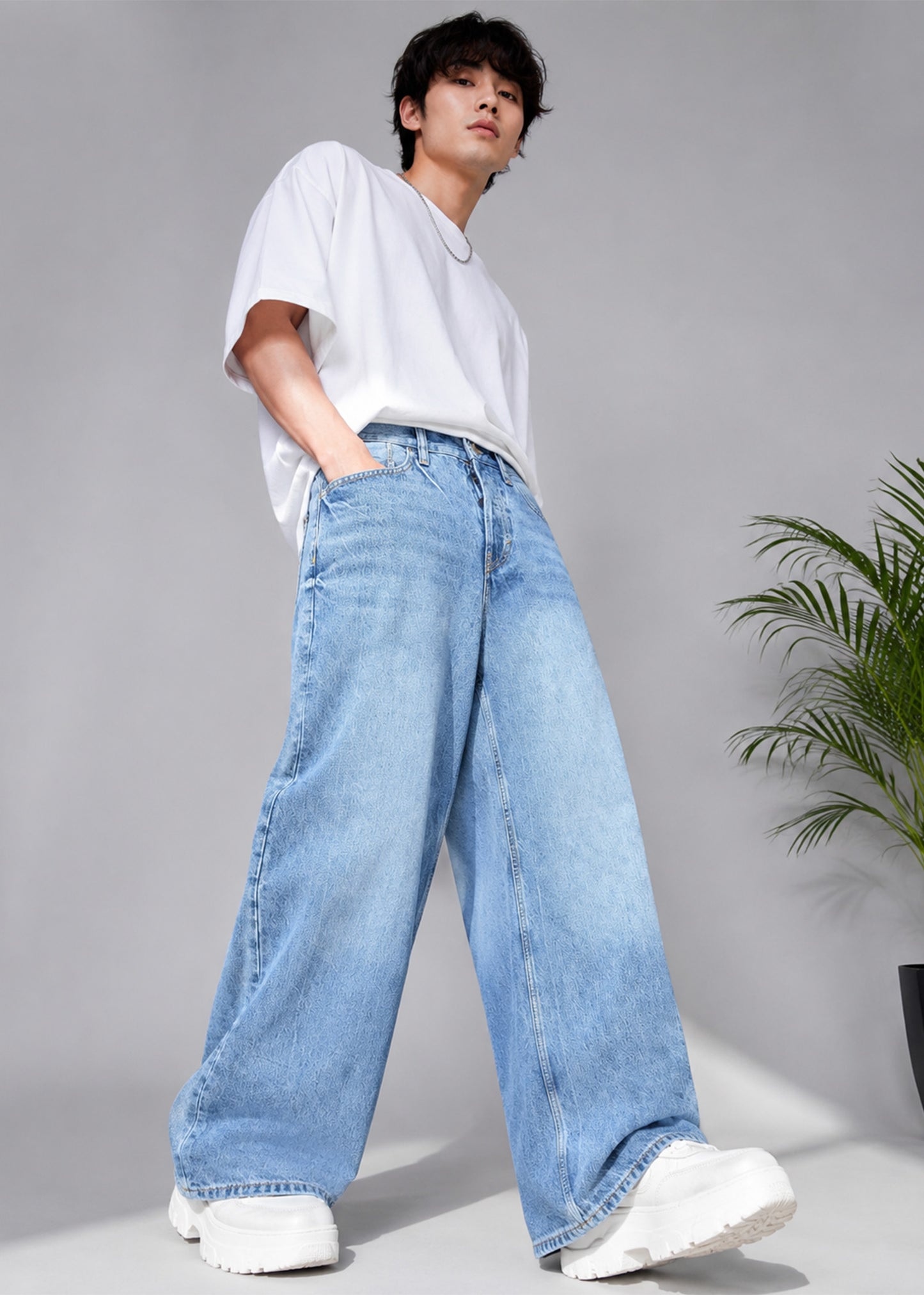 H&M Men Loose Fit Jeans Light Blue US 665