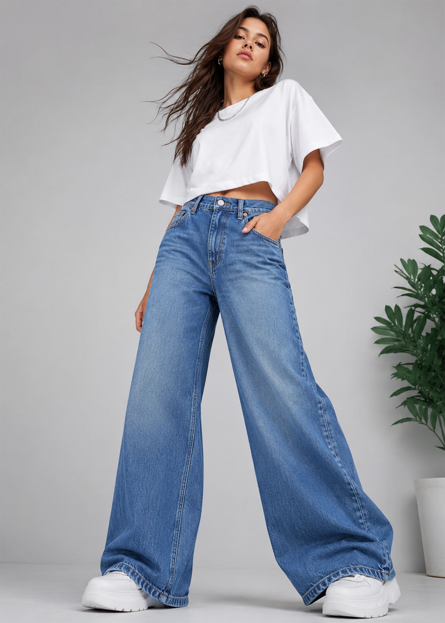C&A Women Wide Leg Jeans Blue US 686