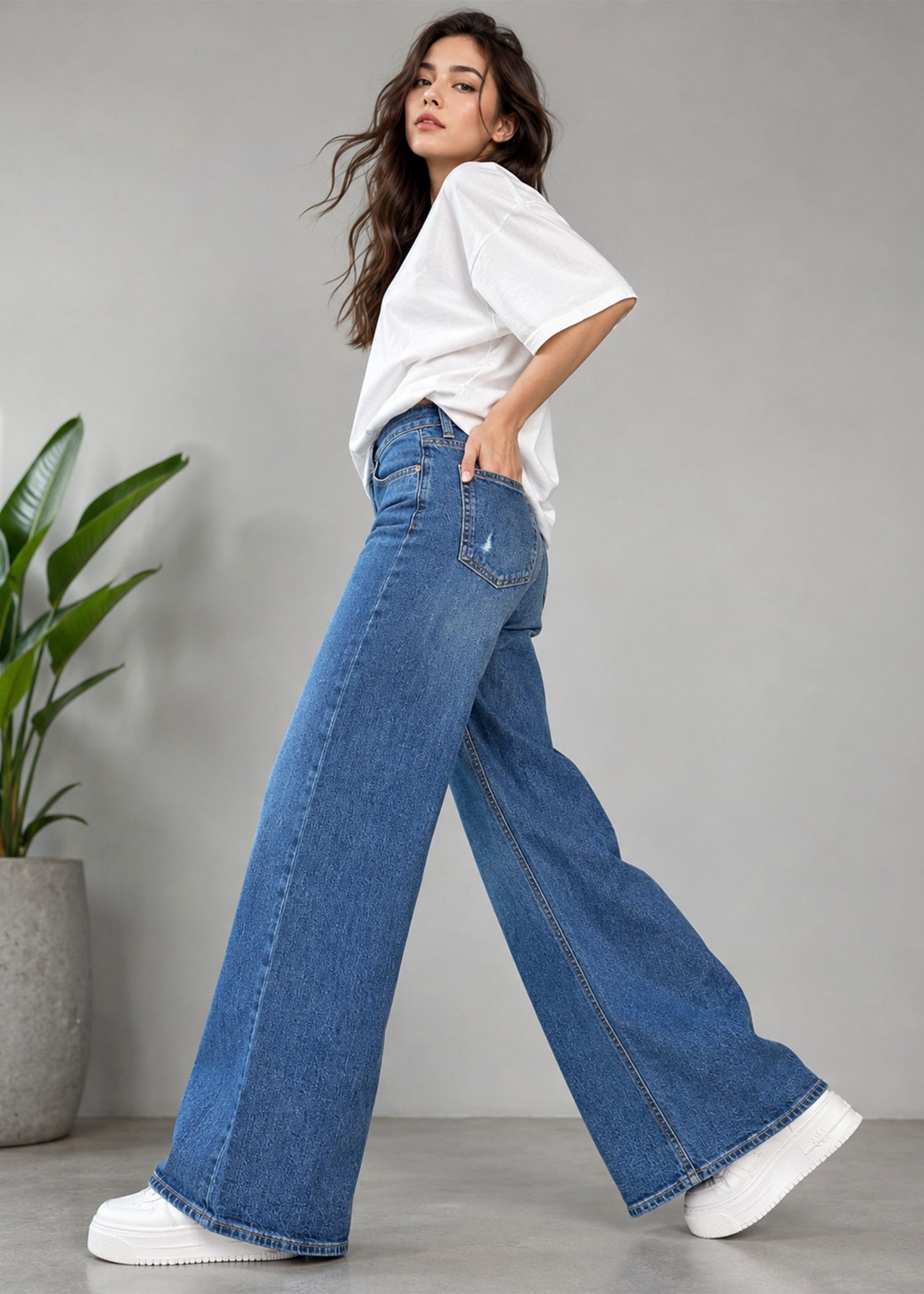 C&A Women Wide Leg Jeans Blue US 686