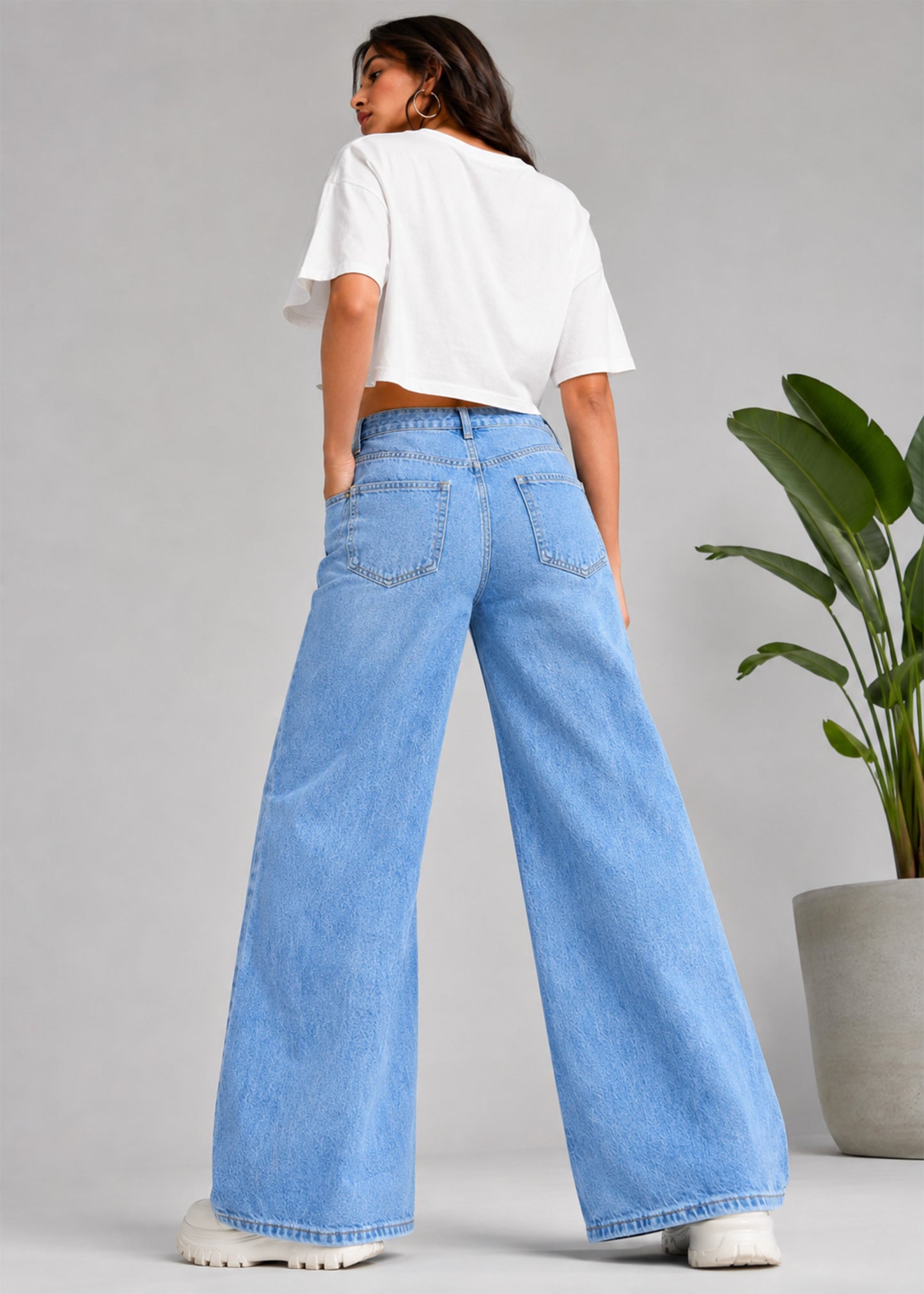 H&M Women Wide Leg Jeans Blue US 689