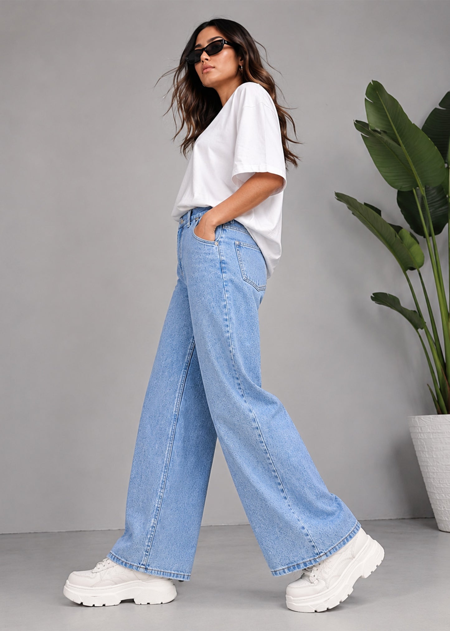 M&S Women Wide Leg Jeans Blue US 691