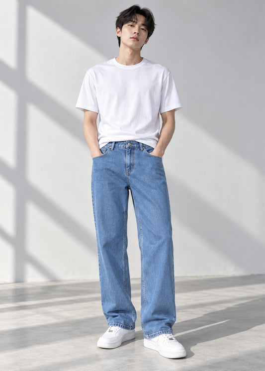 DNM Men Straight Fit Jeans Blue US 766