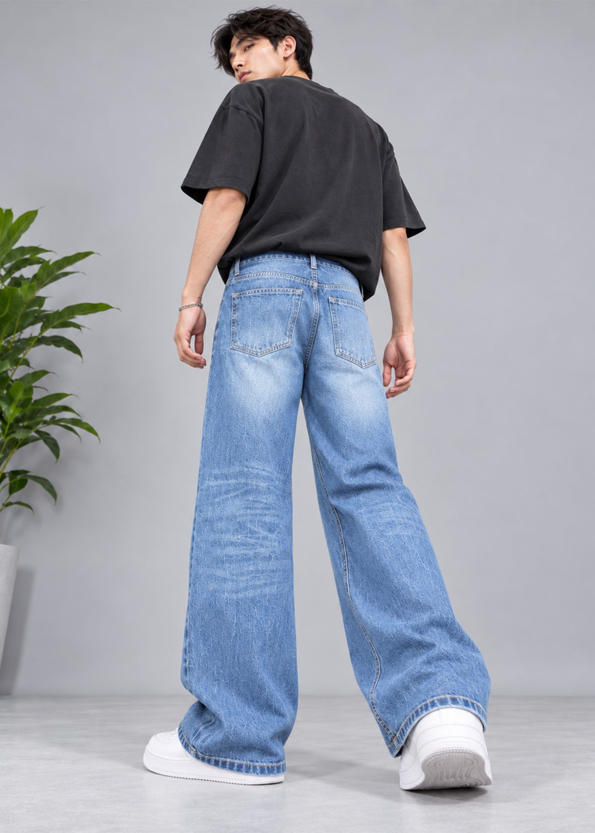 Week Day Men Loose Fit Jeans Blue US 769