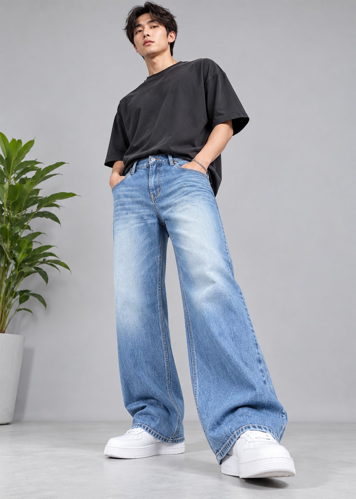 Week Day Men Loose Fit Jeans Blue US 769