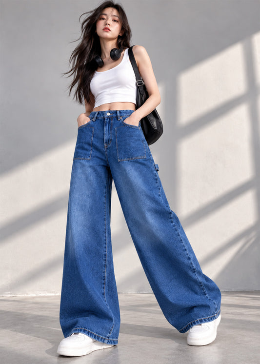 Forever21 Women Wide Leg Jeans Blue US 797