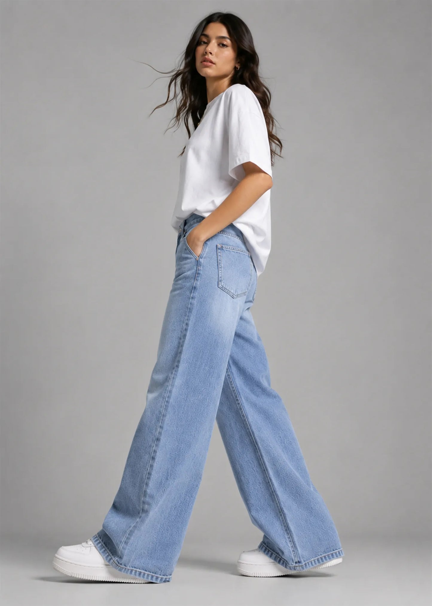 H&M Women Wide Leg Jeans Blue Wash US 625