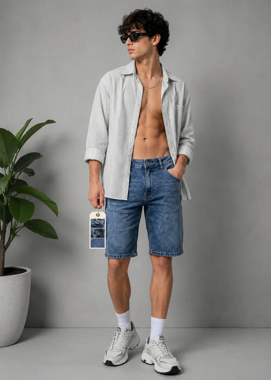 Boxeur Men Blue Straight Fit Short 539