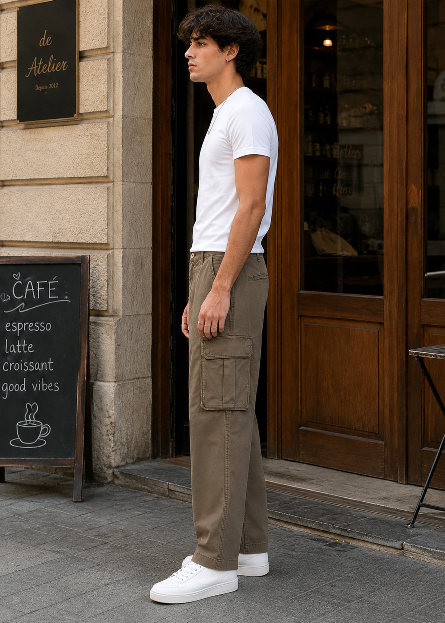 C&A-Men Straight Fit Cargo C&A Pants Dark Khaki 521
