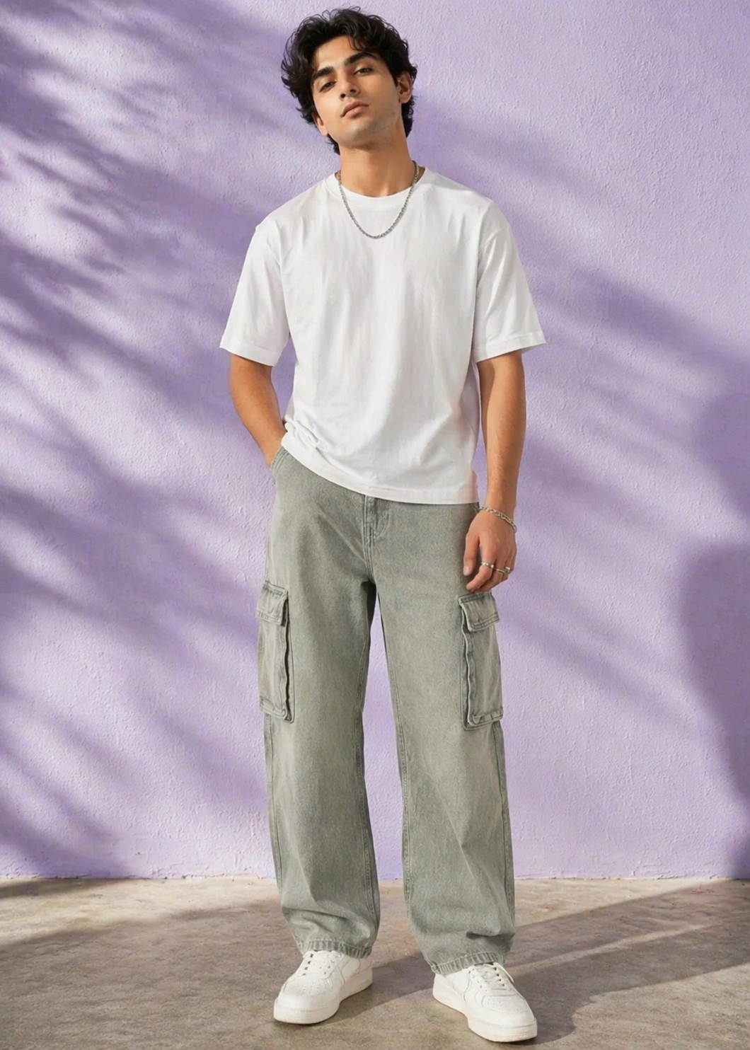 Primark-Men's Cargo Regular Fit Jeans Gray