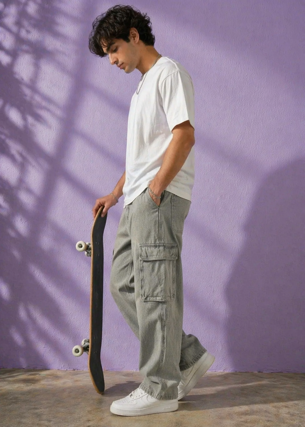 Primark-Men's Cargo Regular Fit Jeans Gray
