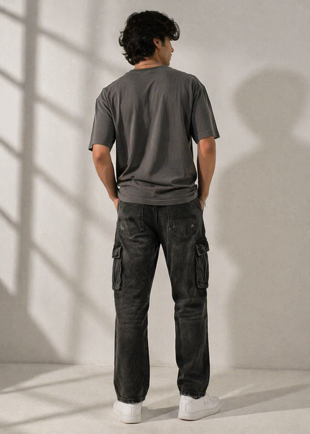 Primark-Men's Cargo Regular Fit Jeans Black
