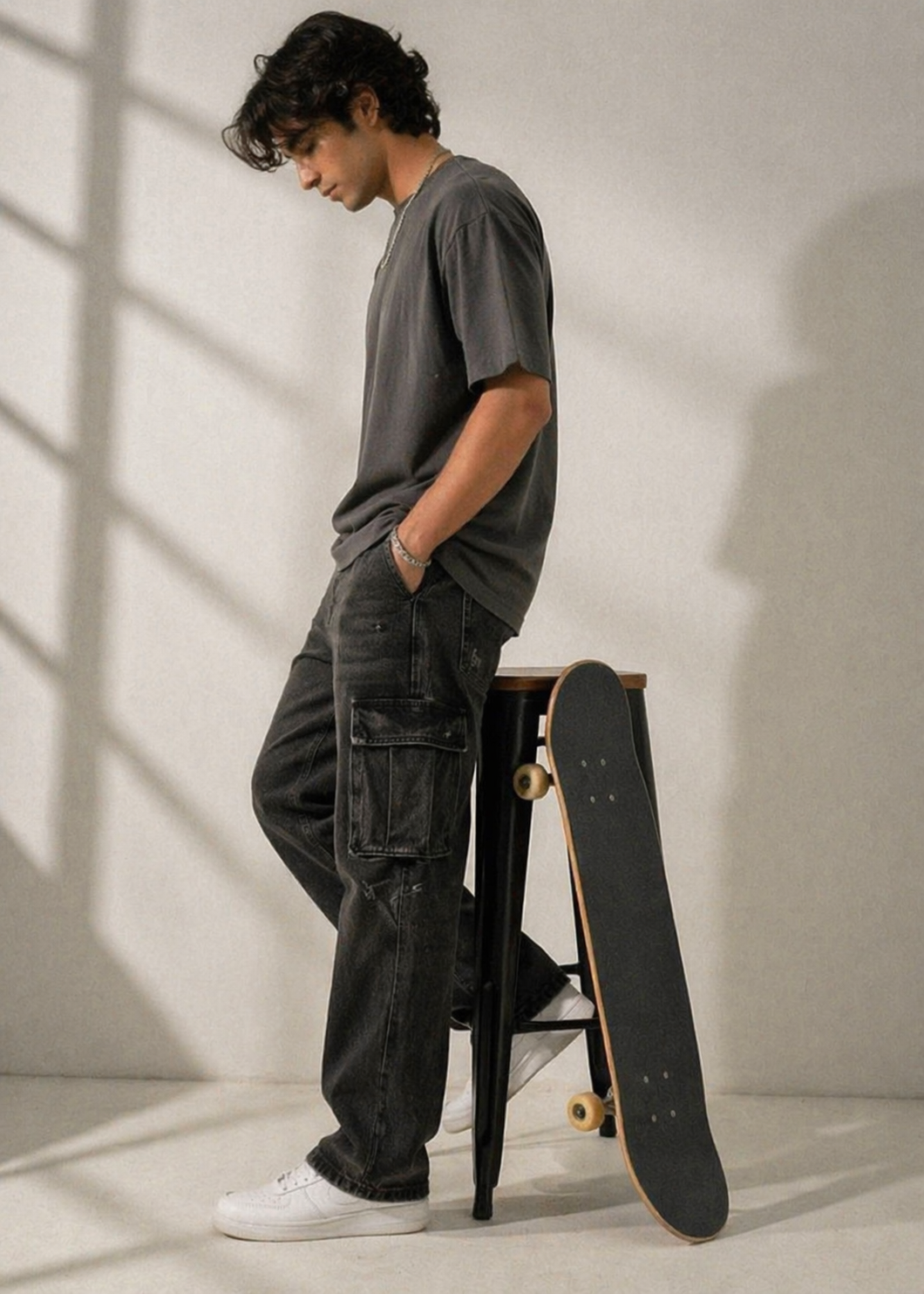 Primark-Men's Cargo Regular Fit Jeans Black