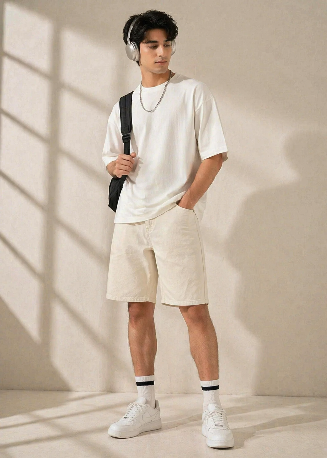 H&M-Men Shorts Off White US 114