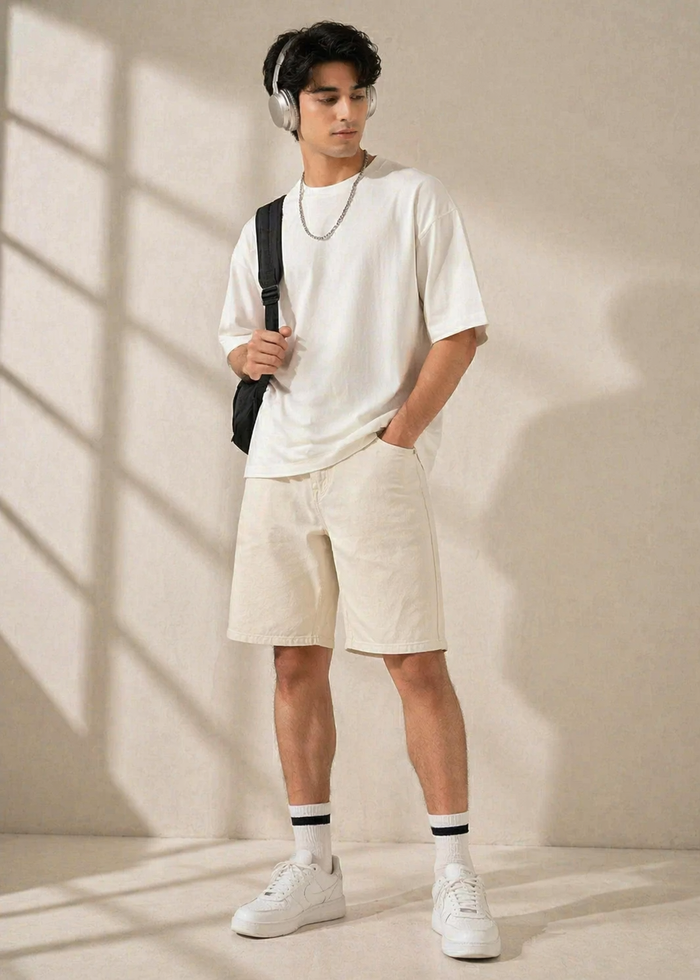 H&M-Men Shorts Off White US 114