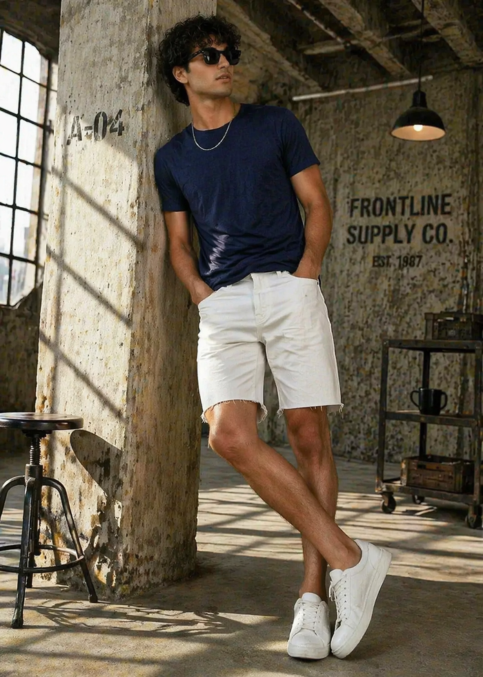 H&M-Men Shorts Off White US 107