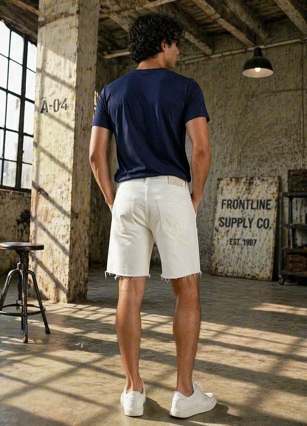 H&M-Men Shorts Off White US 107