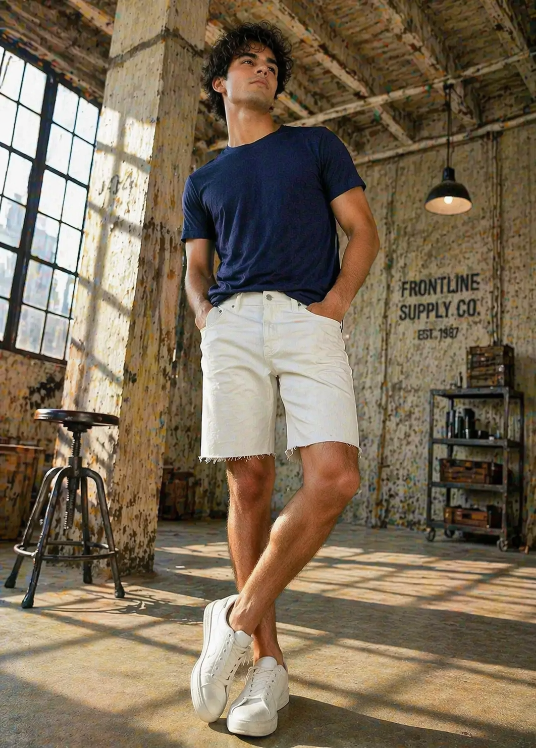 H&M-Men Shorts Off White US 107