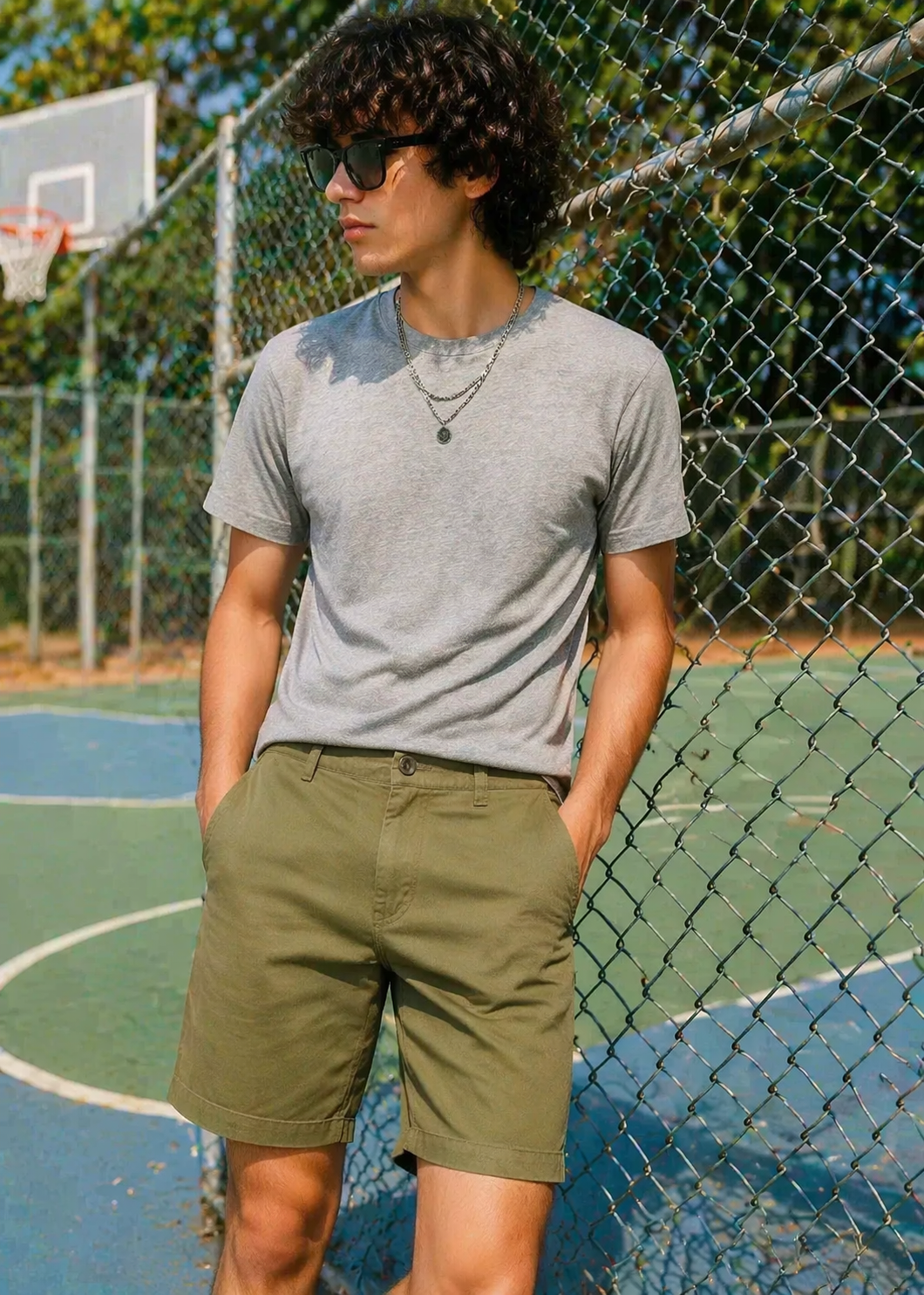 H&M-Men Shorts Khaki US 105