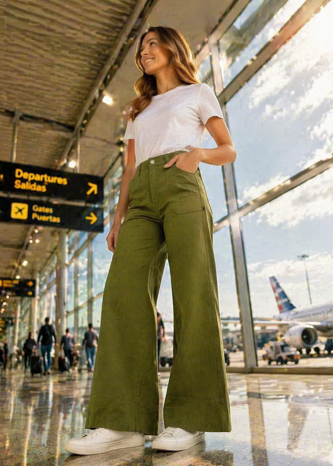 Pilcro-Tall Women Wide Leg Twill Jeans - DIA 134
