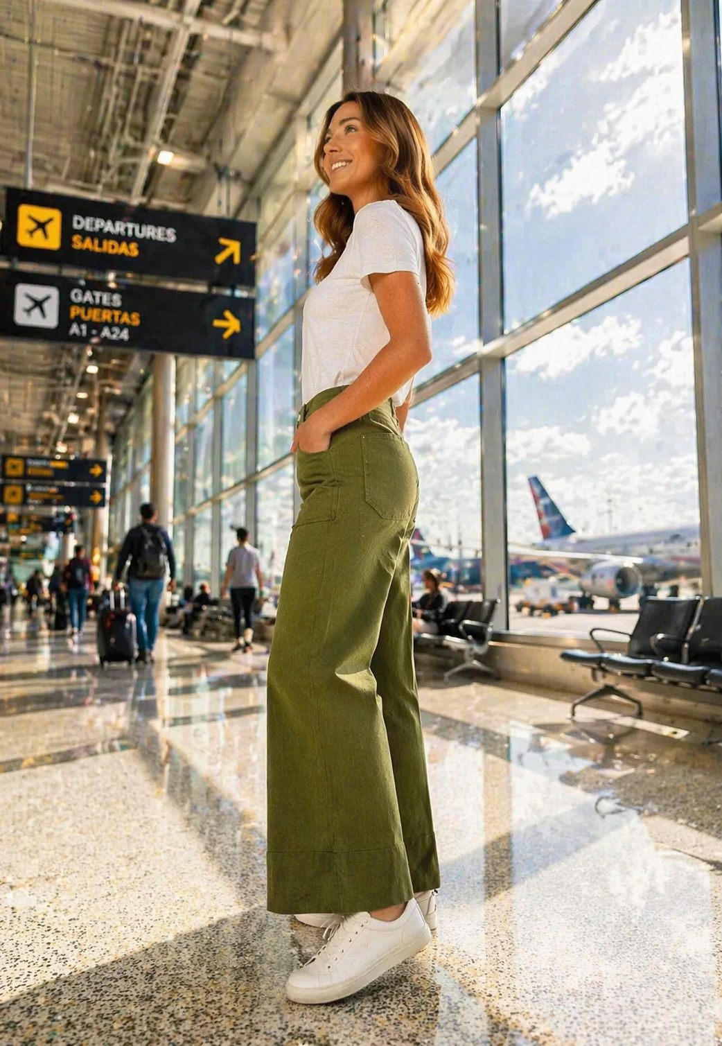 Pilcro-Tall Women Wide Leg Twill Jeans - DIA 134