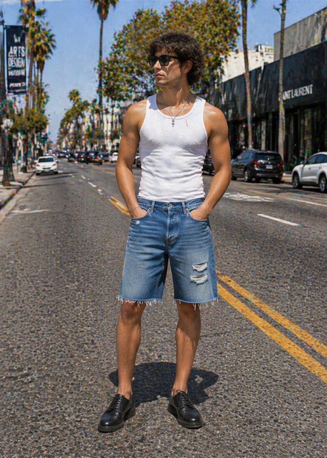 H&M-Men Jeans Shorts Blue US 01