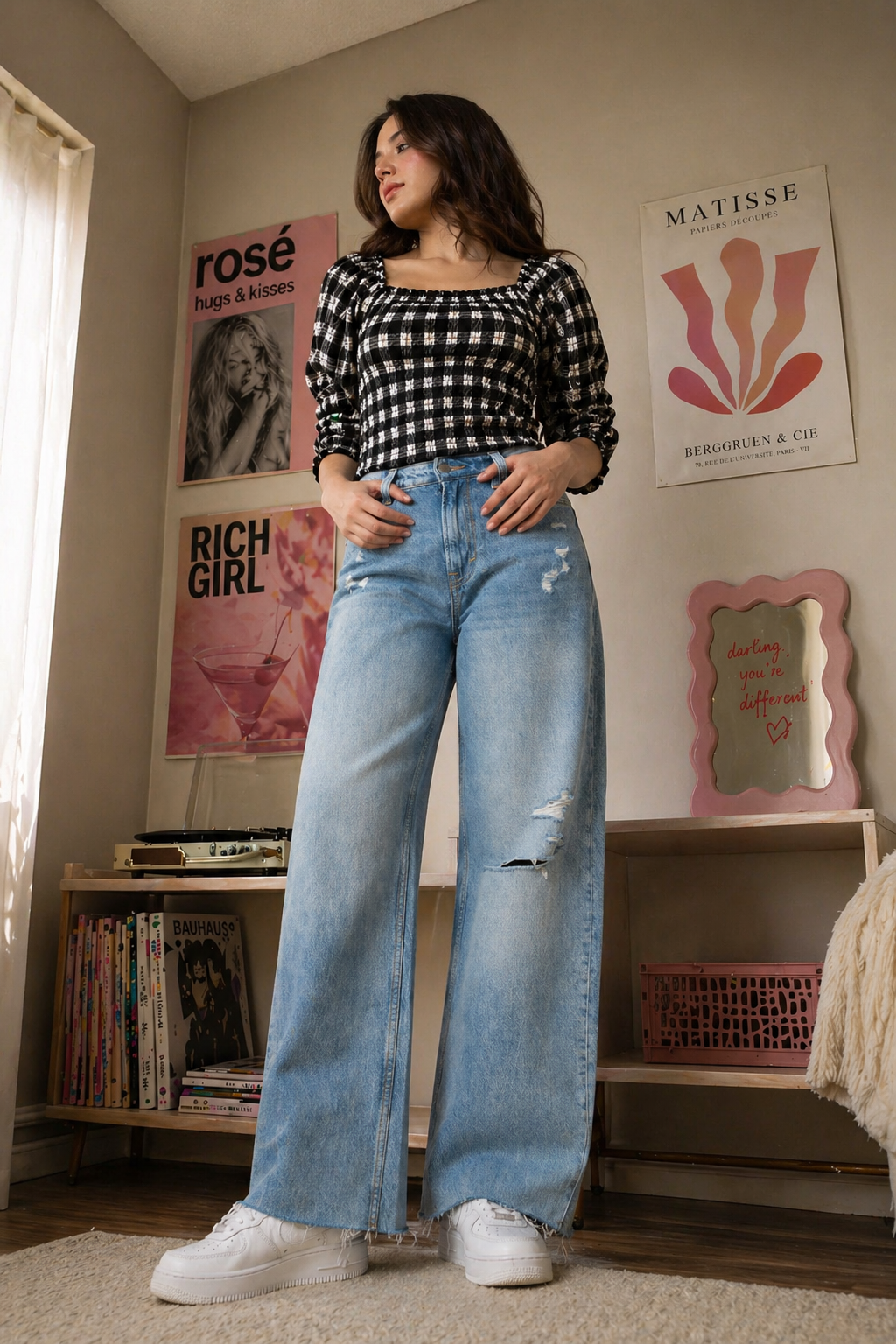 H&M-Wide Leg Women Jeans- US 855