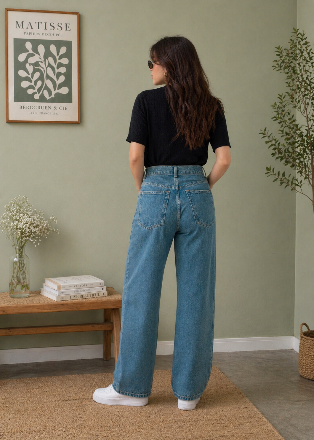 H&M-High Rise Wide Leg Jean -US 809
