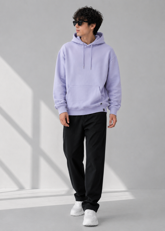 Pull&Bear Men Drop Shoulder Hoodie Lavender 609