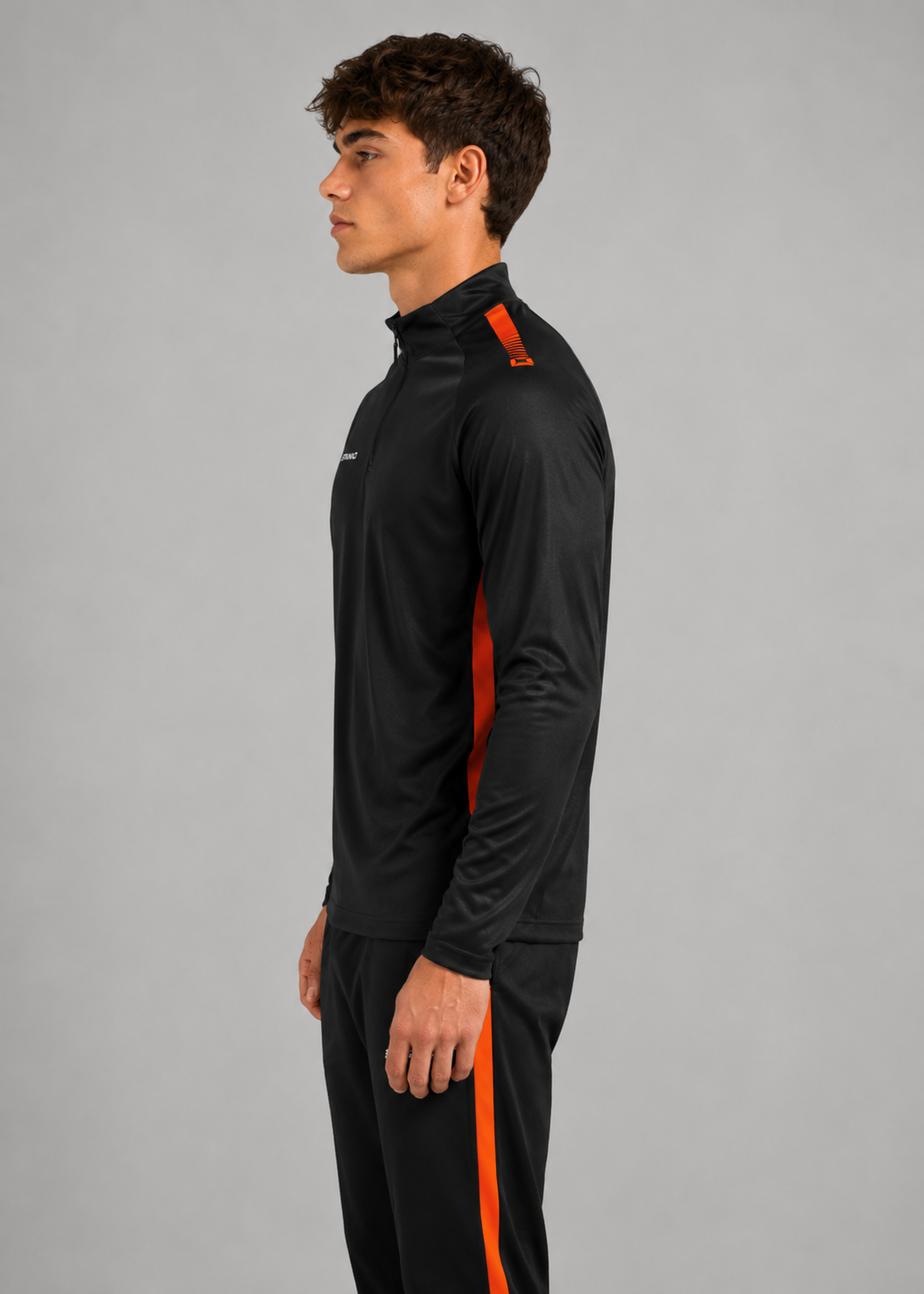 Stanno-Men Quarter Zipper Black Orange ST