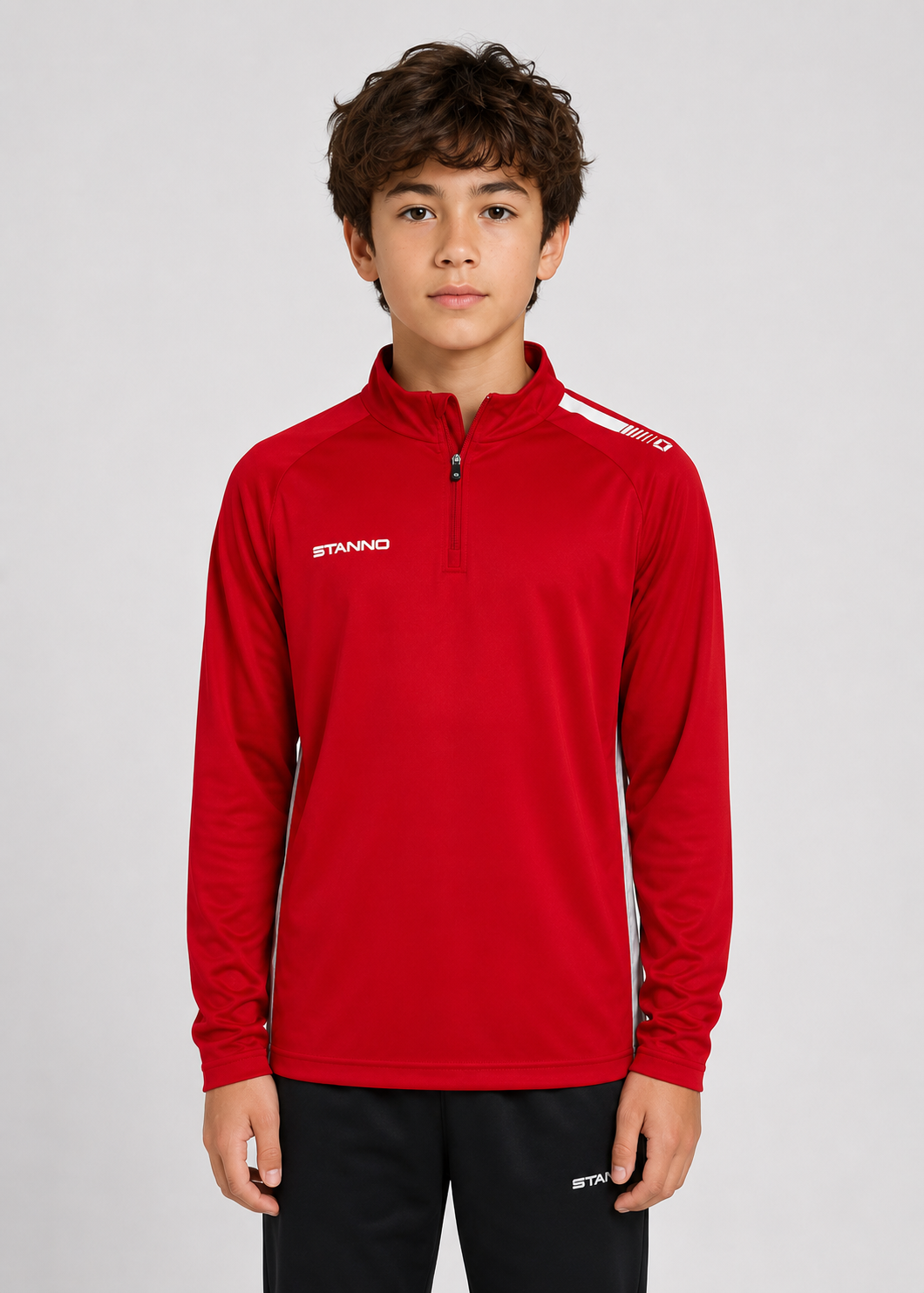 Stanno-Kids Quarter Zipper Red White