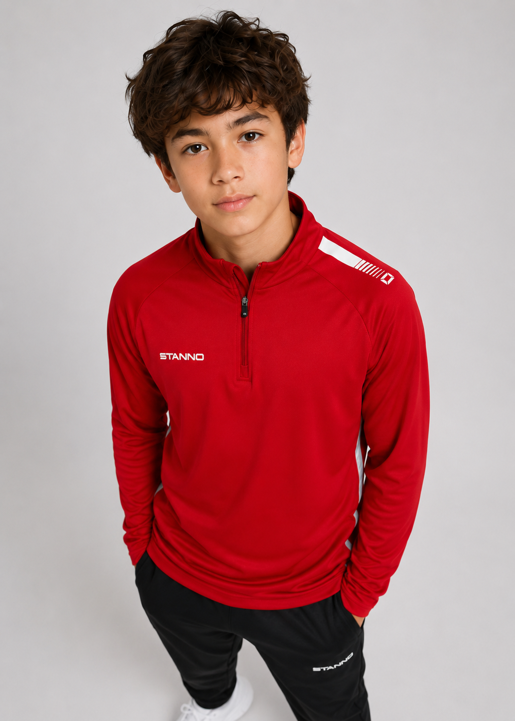 Stanno-Kids Quarter Zipper Red White