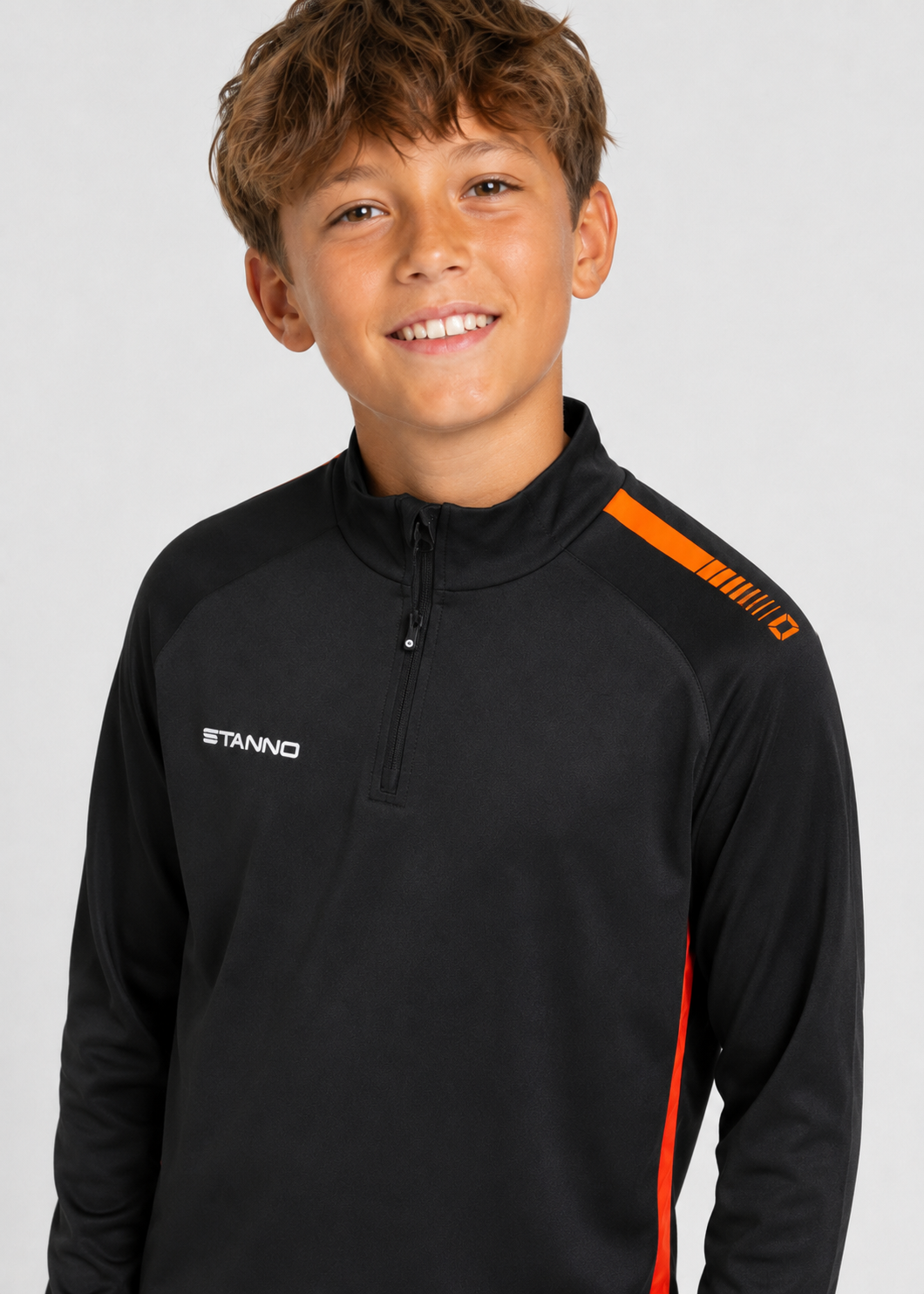Stanno-Kids Quarter Zipper Black Orange