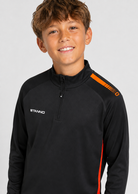 Stanno-Kids Quarter Zipper Black Orange