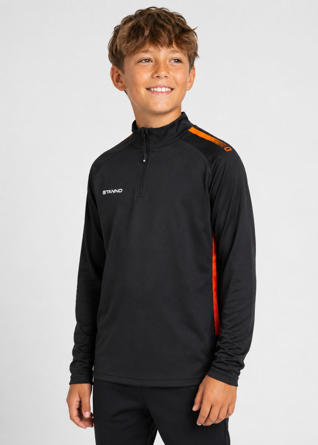 Stanno-Kids Quarter Zipper Black Orange