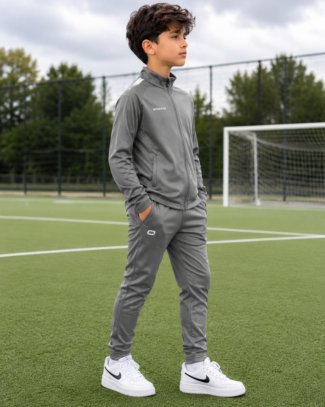 Stanno-Kids Jacket Full Zip Grey White