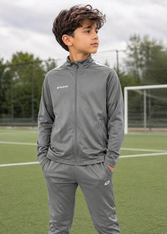 Stanno-Kids Jacket Full Zip Grey White