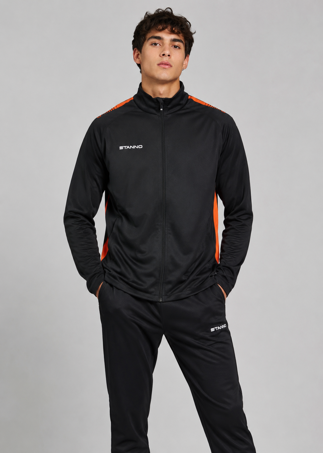 Stanno-Men Full Zipper Black Orange ST