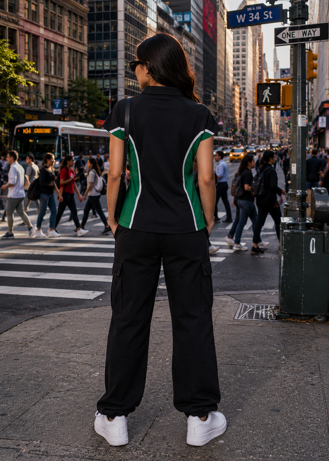 Falcon-Women FLN V Neck Polo Shirts Black/Green